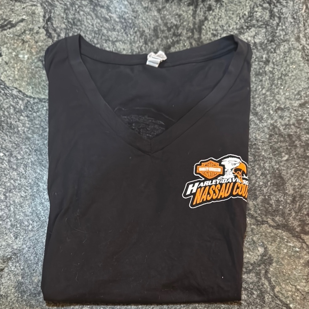 Harley-Davidson Black V-Neck Tee withNassau County Logo - Picture 5 of 5